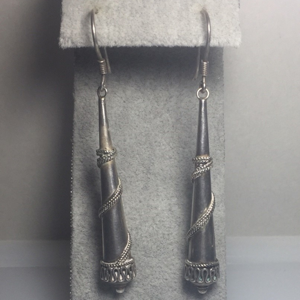 Vintage Bali Silver Pierced Earrings